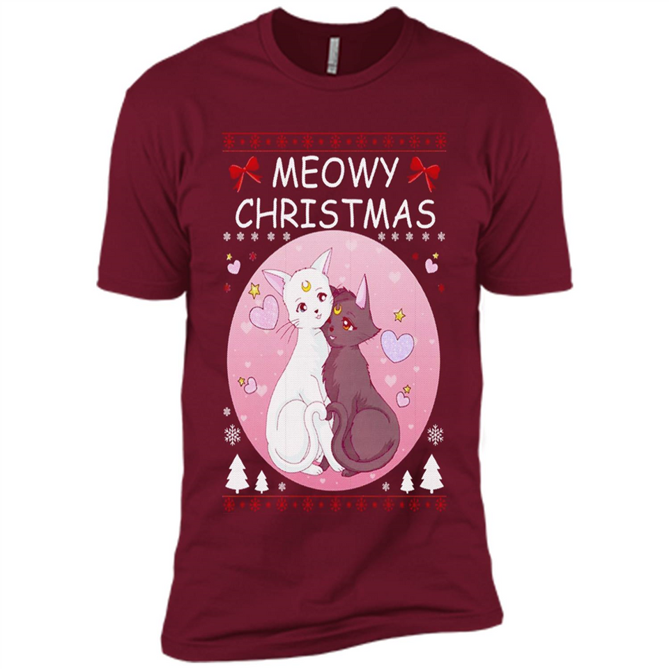 Sailor Moon Yin Yang Cat Love Ugly Christmas Sweater - Premium Short Sleeve T-Shirt