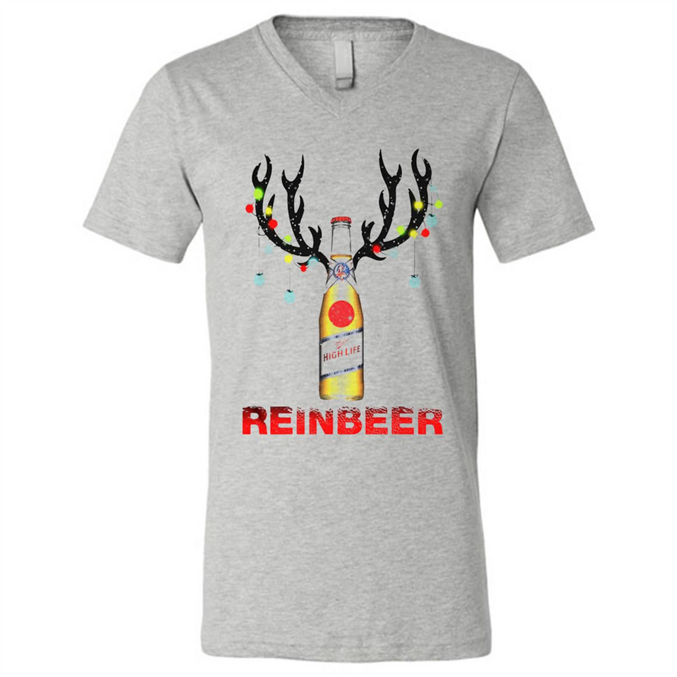 Miller High Life beer reinbeer Christmas - Canvas Unisex V-Neck