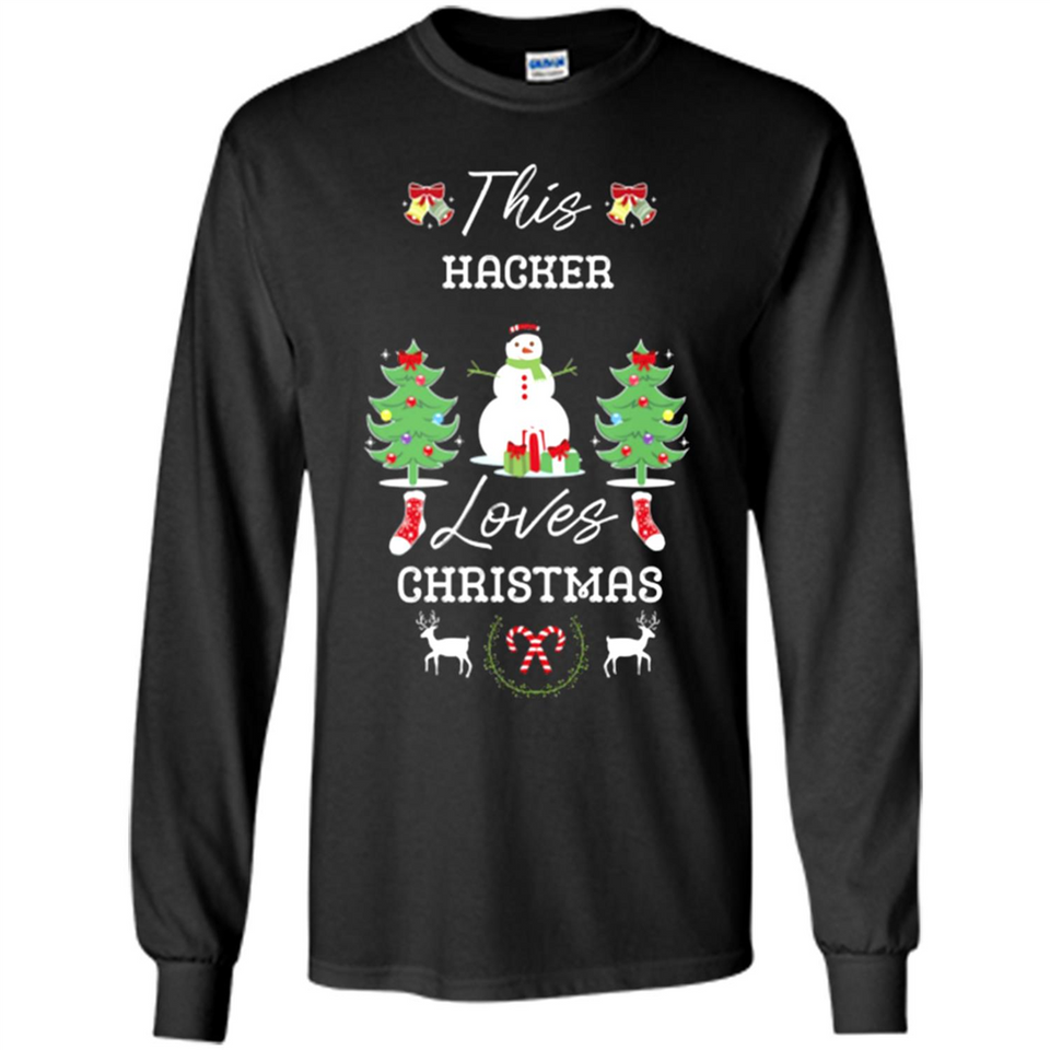 This Hacker Loves Christmas Tree Shirt with Snowman