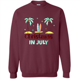 Christmas In July Shirt Surfing Palm Trees Surfboard - Sweatshirt