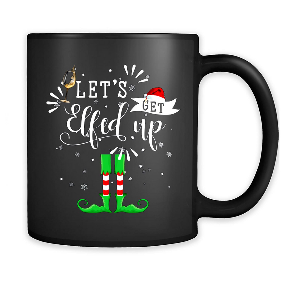 Let's Get Elfed Up Funny Drinking Wine Christmas Elf PINGPONG