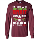 Christmas Gift Shirt Christmas Spirit Vodka Santa - Long Sleeve T-Shirt