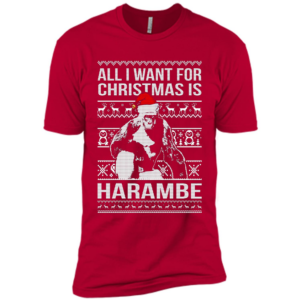 All I Want For Christmas Is Harambe Christmas - Premium Short Sleeve T-Shirt