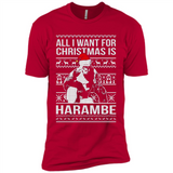 All I Want For Christmas Is Harambe Christmas - Premium Short Sleeve T-Shirt