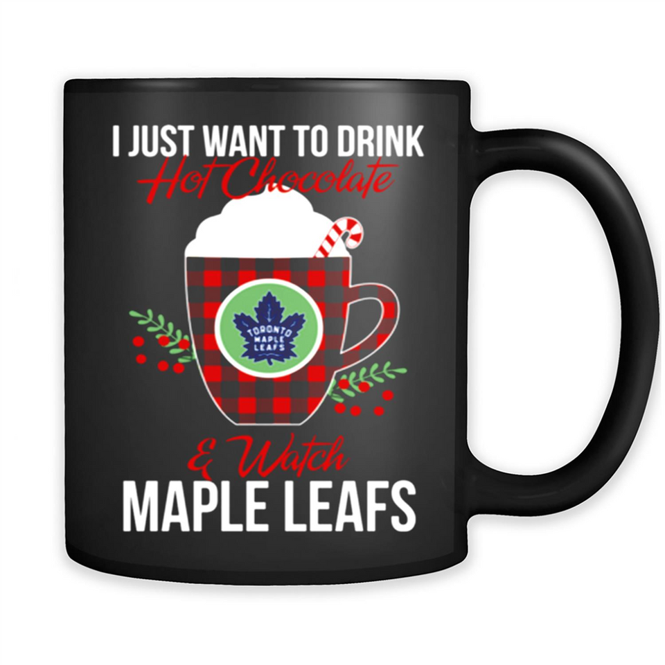 I Just Want To Drink Hot Chocolate & Watch Toronto Maple Leafs Ugly Christmas Sweater PINGPONG