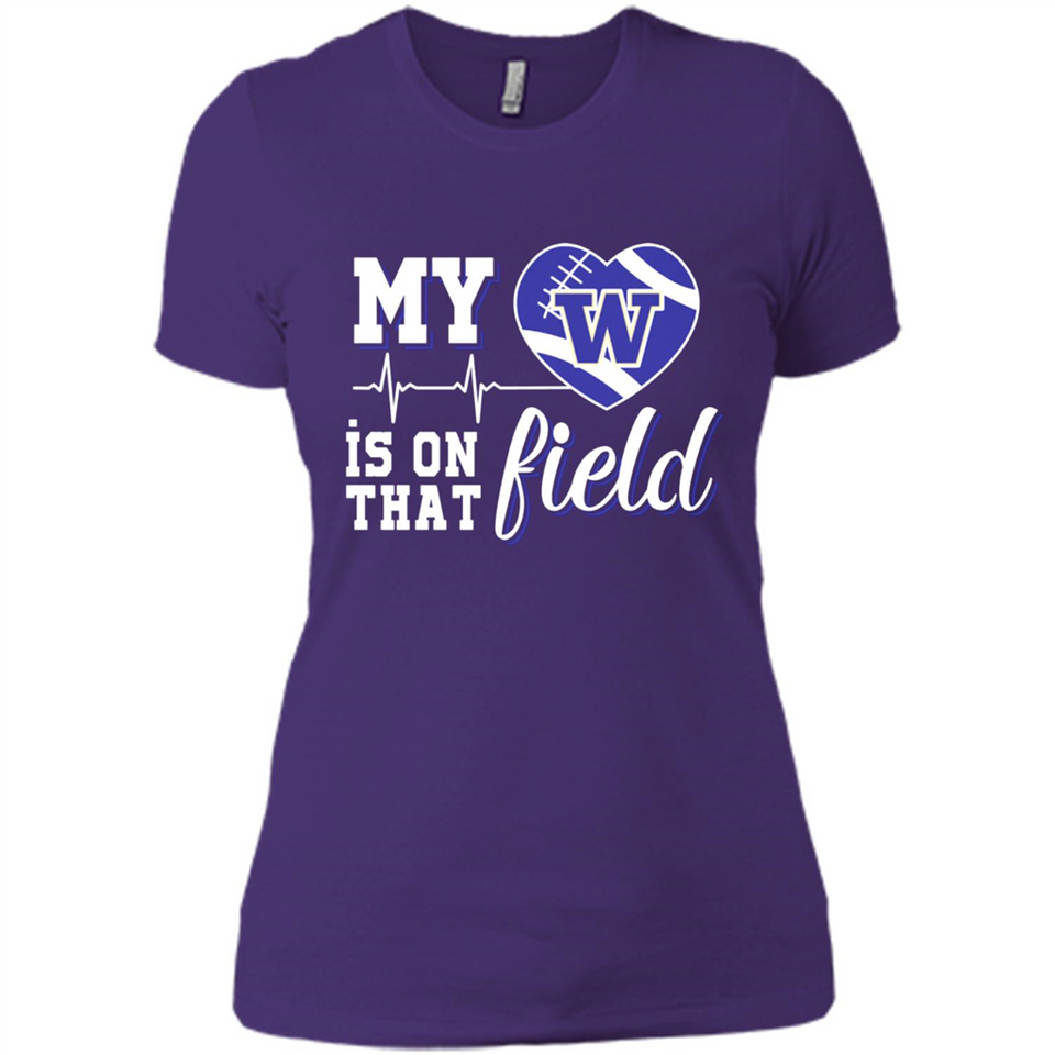 Washington Huskies Football My Heart is on that Field - Ladies' Boyfriend T-Shirt