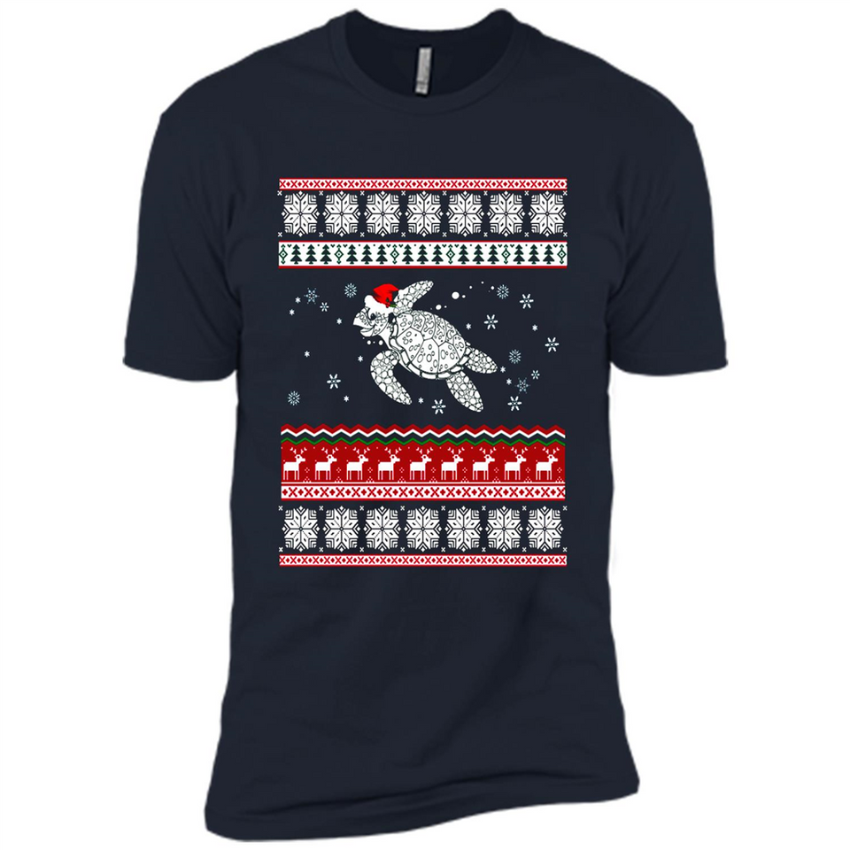 Sea Turtle Ugly Christmas T-Shirt - Premium Short Sleeve T-Shirt