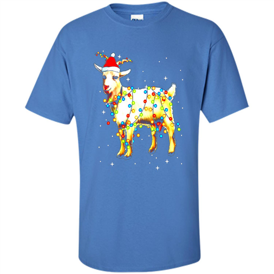Christmas Lights Goat Wearing Santa Hat T-Shirt - Shirt