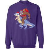 Bigfoot Riding Dinosaurus T-Shirt Funny Bigfoot Santa - Sweatshirt