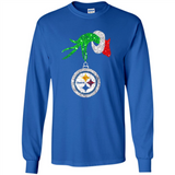 Fantastic Pittsburgh Steelers Glitter Grinch Monogram Ornament Christmas Gift - Long Sleeve T-Shirt