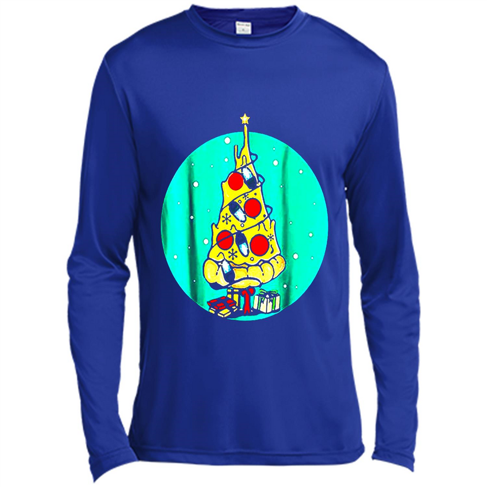 Funny Pizza Ugly Christmas Sweater Xmas Pizza Tree - Canvas Long Sleeve T-Shirt
