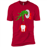 Christmas Nurse Grinch hand holding clinic dental ornament - Premium Short Sleeve T-Shirt