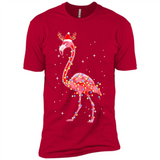 Christmas Lights Flamingo Wearing Santa Hat Funny Xmas - Premium Short Sleeve T-Shirt