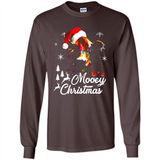 Mooey Christmas Cow Santa Christmas Lover Lights Sweatshirt - Long Sleeve T-Shirt
