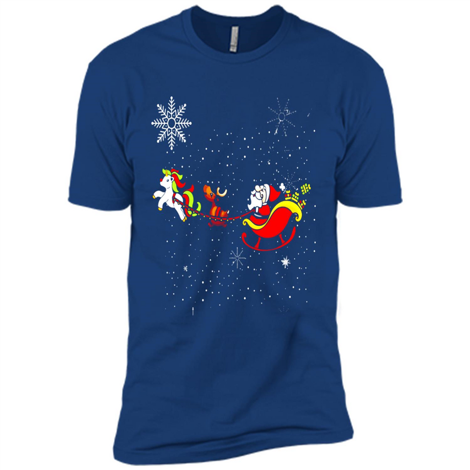 Christmas Unicorn Rudolph and Santa - Premium Short Sleeve T-Shirt