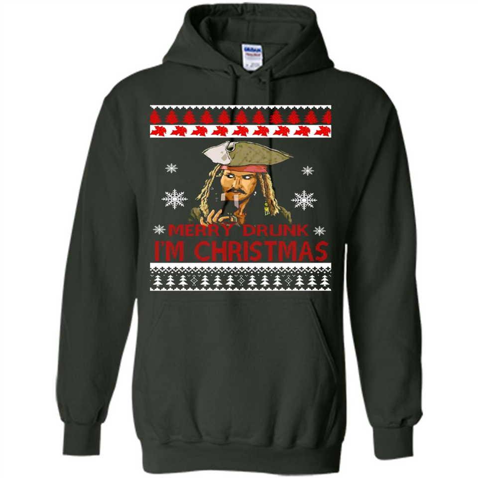 Jack sparrow Merry Drunk I'm Christmas - Hoodie