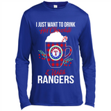 I Just Want To Drink Hot Chocolate & Watch Texas Rangers Ugly Christmas Sweater PINGPONG