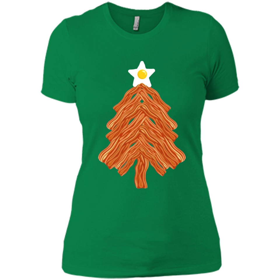 Bacon & Eggs Over Easy Fried Food Breakfast Xmas Tree Foodie - Ladies' Boyfriend T-Shirt