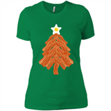 Bacon & Eggs Over Easy Fried Food Breakfast Xmas Tree Foodie - Ladies' Boyfriend T-Shirt