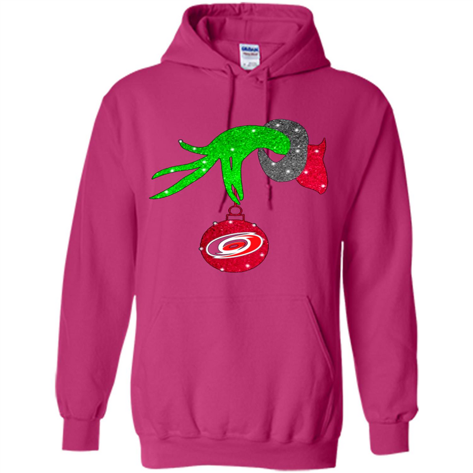 GRINCH HAND HOLDING CAROLINA HURRICANES GLITTER CHRISTMAS PINGPONG