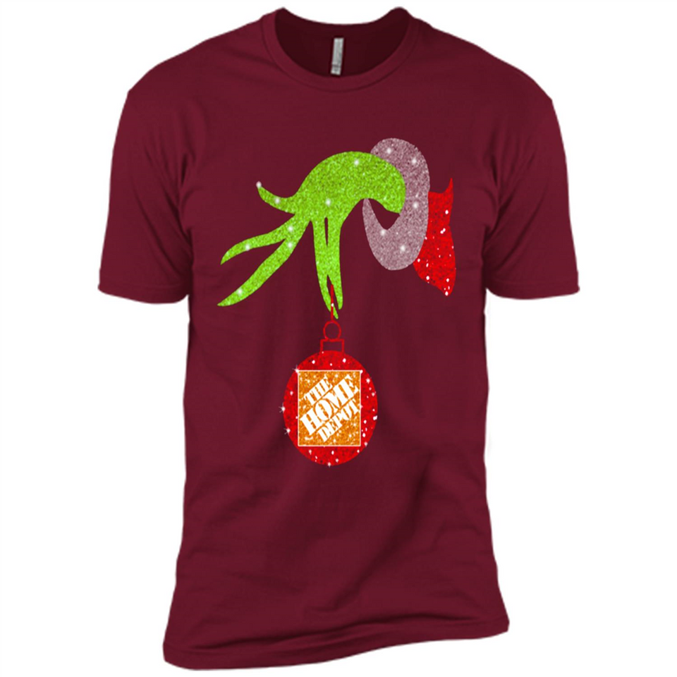 Grinch hand holding Logo HomeDepot Glitter Christmas - Premium Short Sleeve T-Shirt