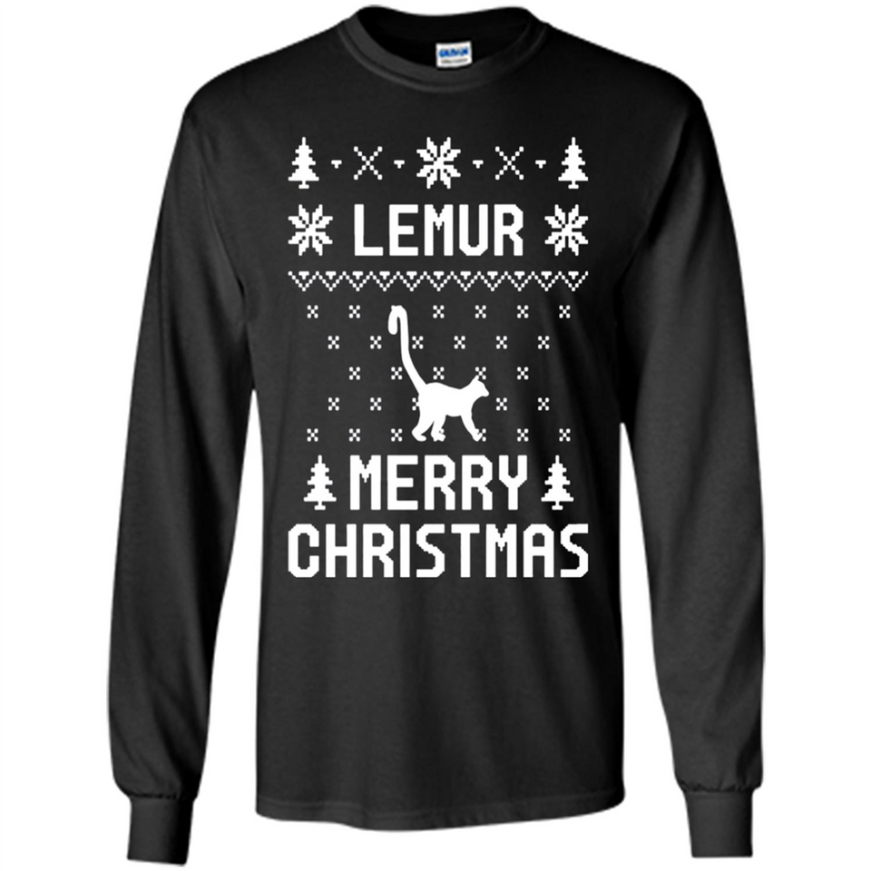 Vintage Tee For Women Men Graphic Shirts Lemur Ugly Christmas Sweater - Long Sleeve T-Shirt