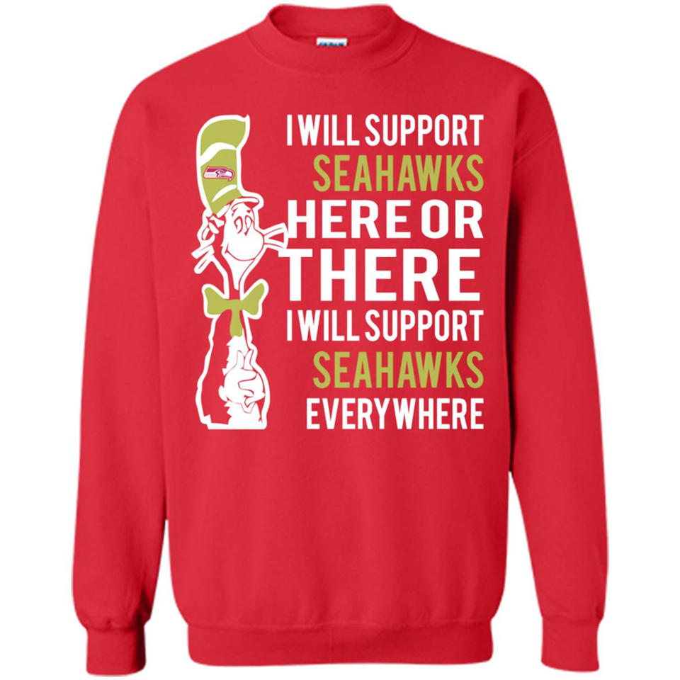 Shirt For Dr Seuss Cat And Seattle Seahawks Fans - Sweatshirt