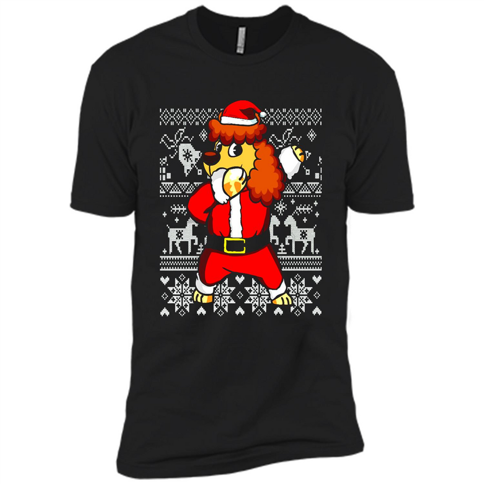 Dabbing Poodle Santa Christmas Holiday Sweatshirt - Premium Short Sleeve T-Shirt