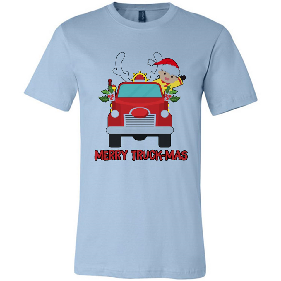 Merry Truck-Mas Christmas Fire Truck Cute Reindeer Sporty - Canvas Unisex T-Shirt