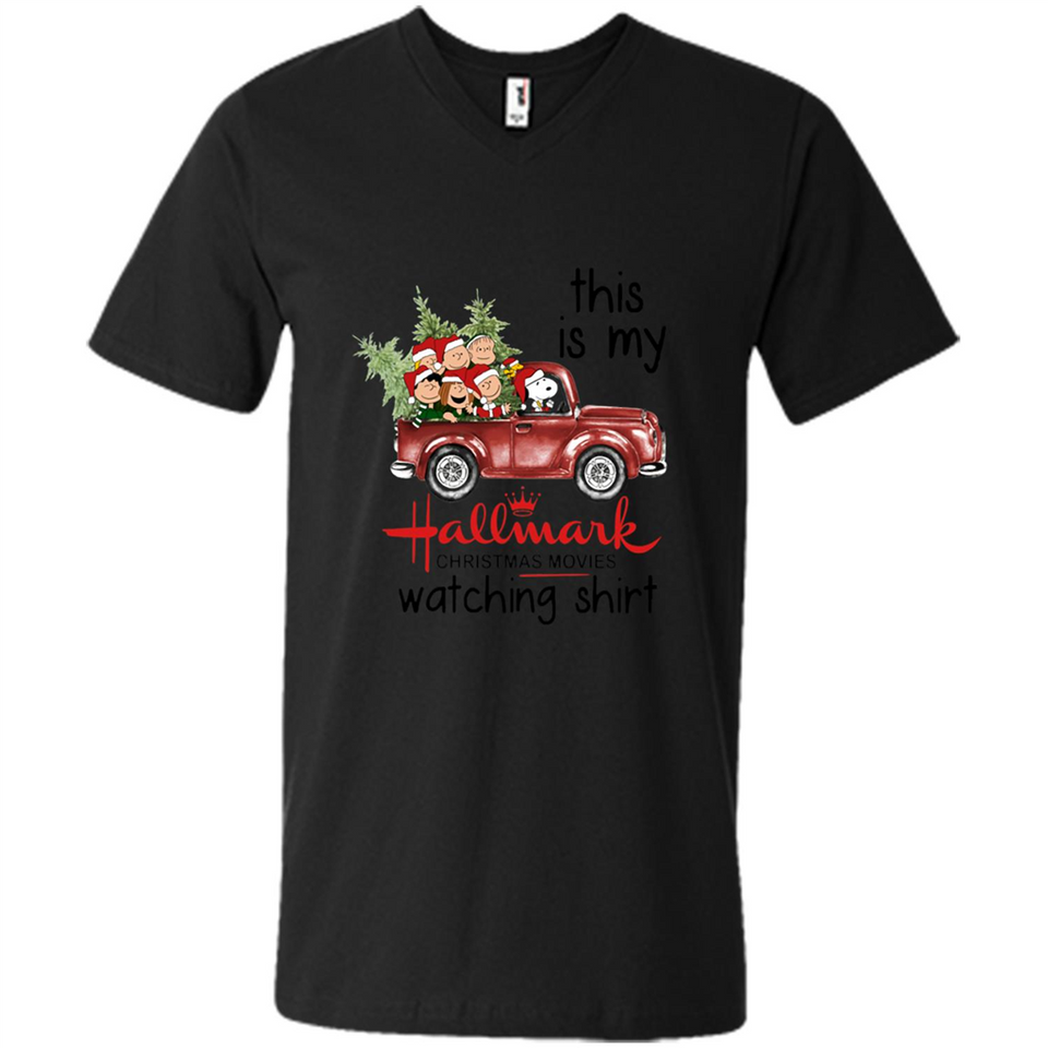 Snoopy This Is My Hallmark Christmas Movies Watching T-Shirt - Men's V-Neck