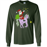 Distressed Retro Santa Riding Unicorn - Long Sleeve T-Shirt