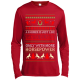 Funny Farmers Gift Ugly Santa Claus Horsepower - Canvas Long Sleeve T-Shirt