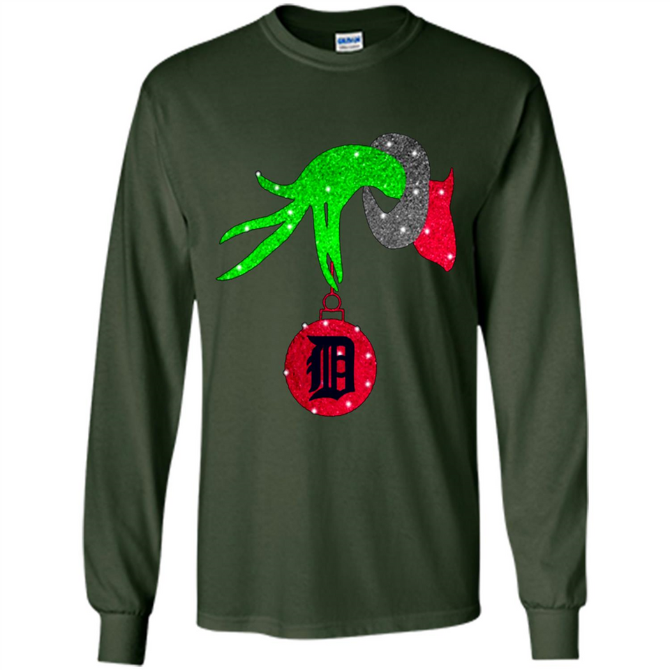 GRINCH HAND HOLDING DETROIT TIGERS GLITTER CHRISTMAS PINGPONG