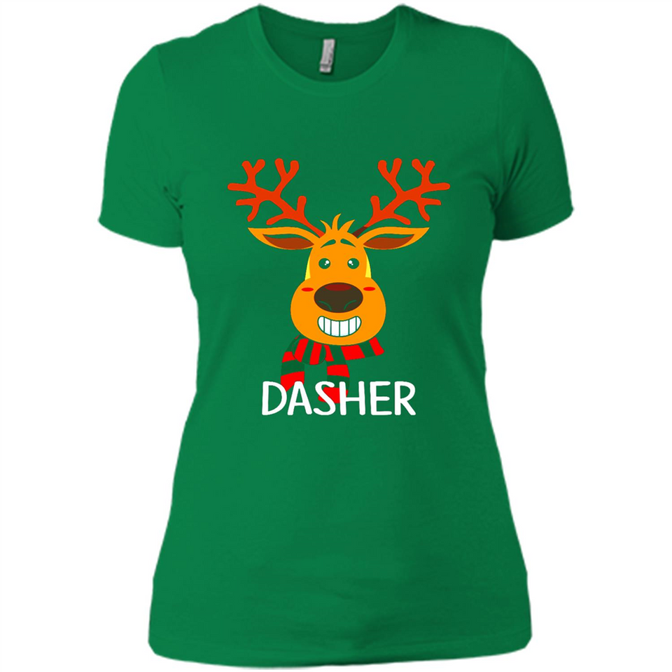 Dasher Reindeer Santa Claus Funny Xmas Holiday T-Shirt - Ladies' Boyfriend T-Shirt