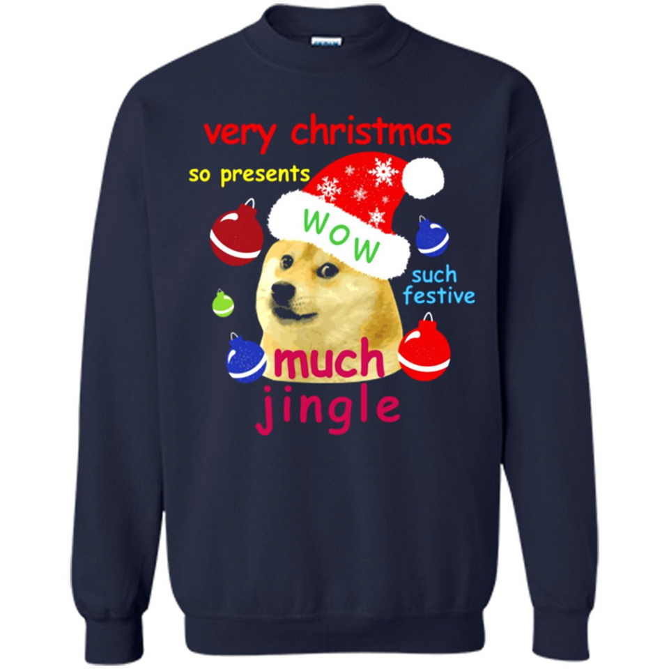 Christmas Doge Meme Shirts Funny Santa Shiba Inu Dog - Sweatshirt