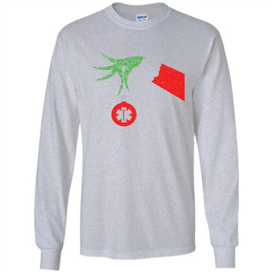 Funny Grinch Hand holding Doctor ornament Christmas Sporty T-Shirt - Long Sleeve T-Shirt