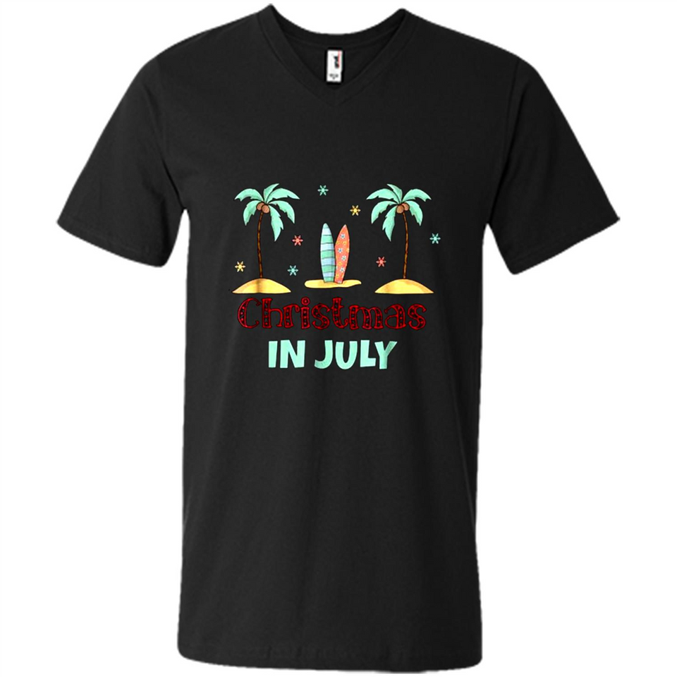 Christmas In July Shirt Surfing Palm Trees Surfboard - Men's V-Neck