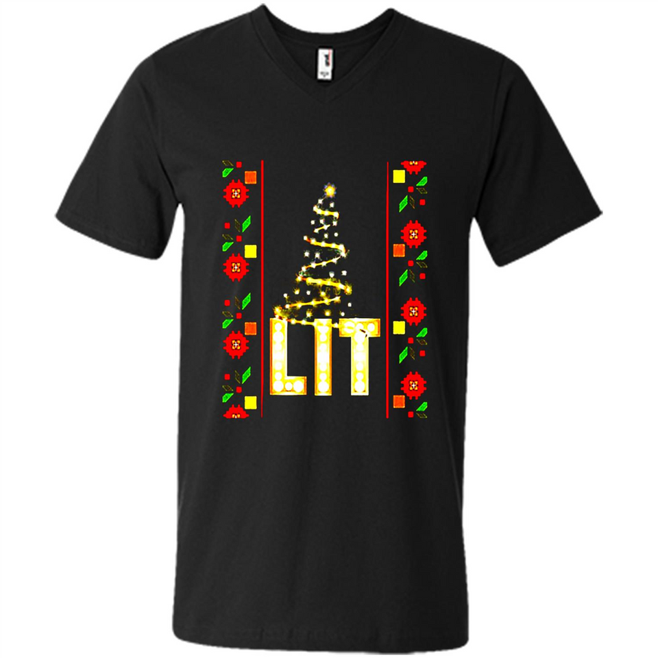 Funny Lets Get Lit Christmas Tree - Men's V-Neck