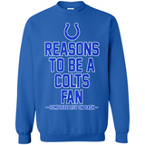 Reasons to be a Indianapolis Colts Fan Complete List on Back - Sweatshirt