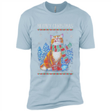 Christmas Ugly Sweater Cat With Christmas Meowy Chritstmas - Premium Short Sleeve T-Shirt