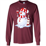 Cute Snowman drink Red Wine Christmas - Long Sleeve T-Shirt