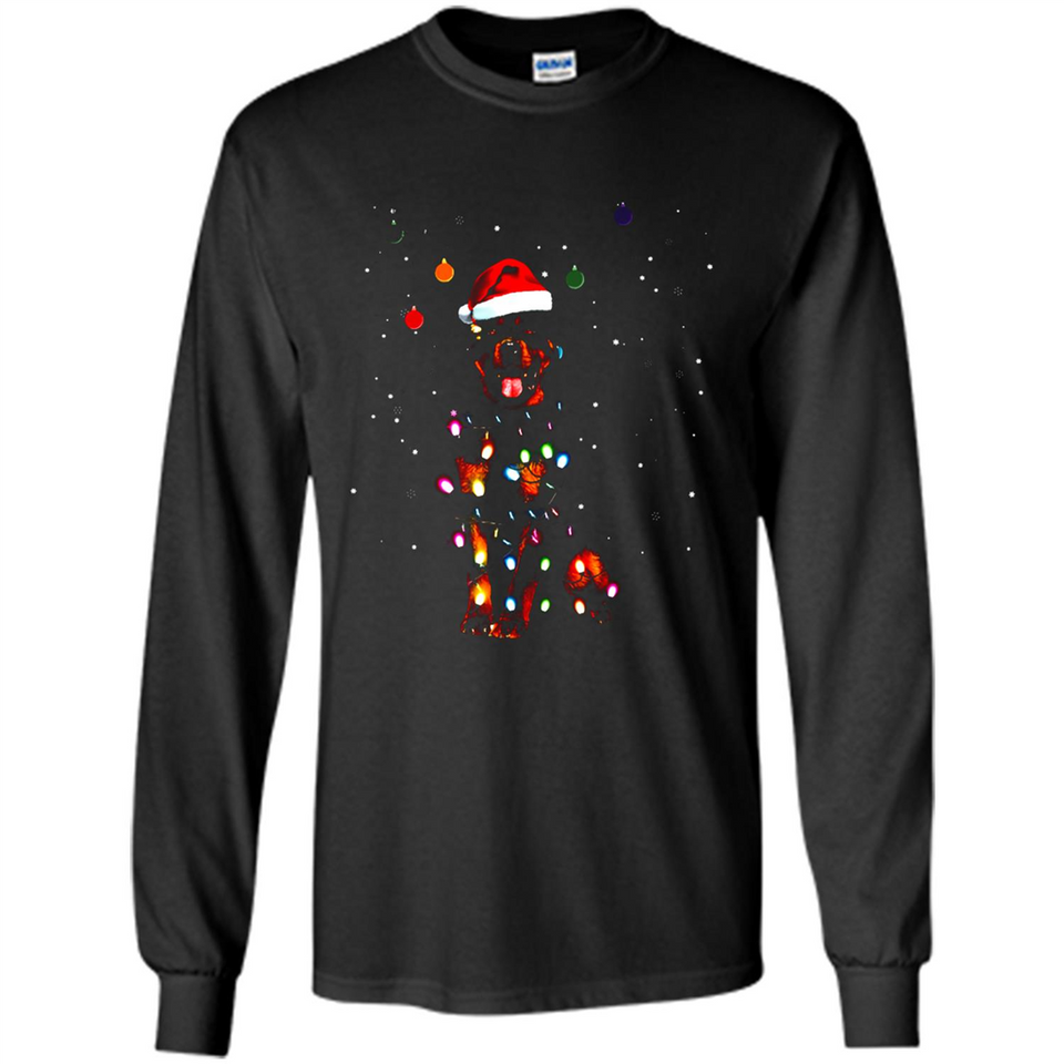 Rottweiler Santa Lights Christmas Dog Xmas Sweatshirt - Long Sleeve T-Shirt