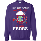 I Just Want To Drink Hot Chocolate & Watch TCU Horned Frogs Ugly Christmas Sweater PINGPONG