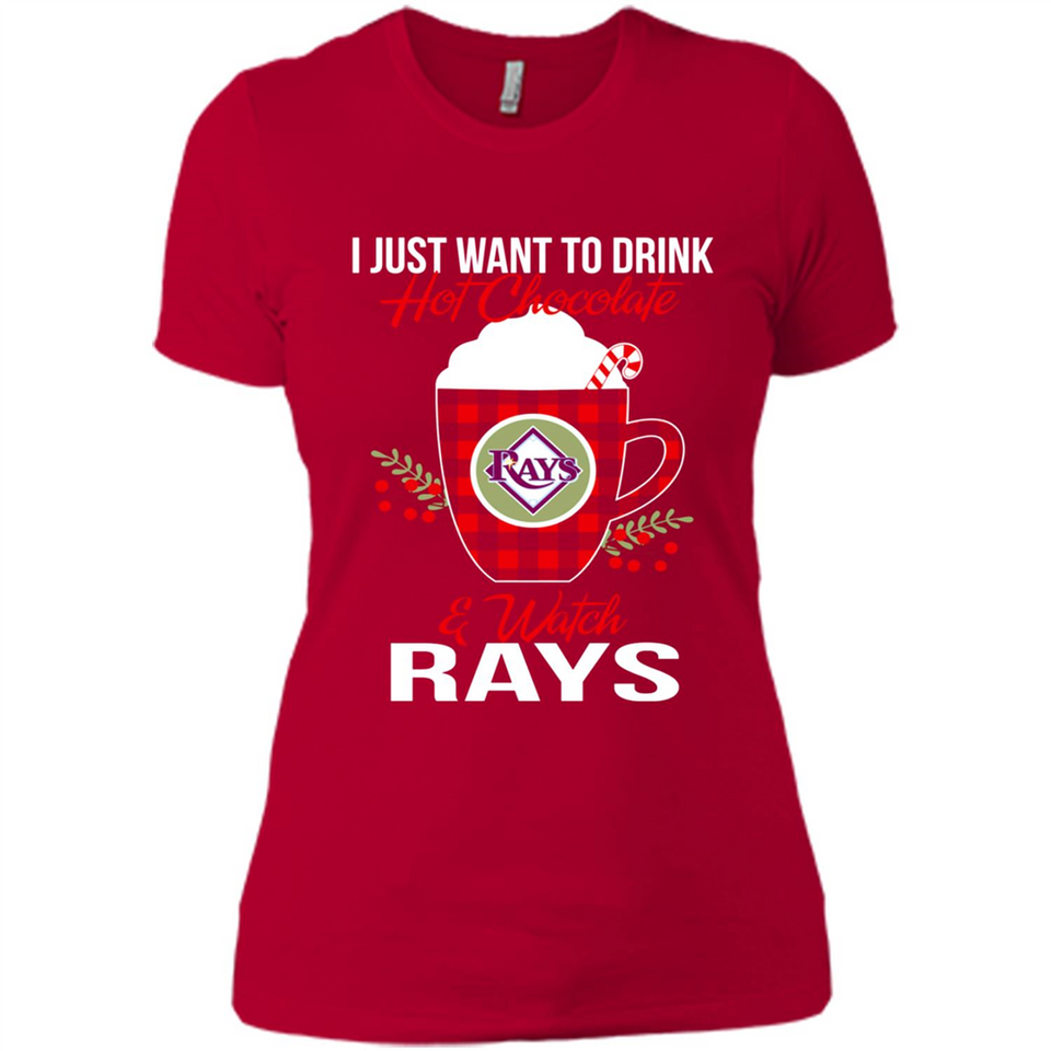 I Just Want To Drink Hot Chocolate & Watch Tampa Bay Rays Ugly Christmas Sweater PINGPONG