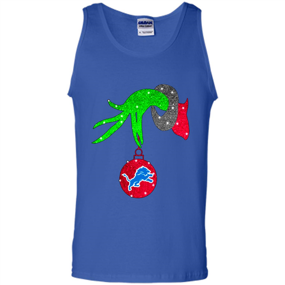 GRINCH HAND HOLDING DETROIT LIONS GLITTER CHRISTMAS PINGPONG