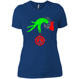 Christmas The Grinch Hand Holding Hippie Ornament - Ladies' Boyfriend T-Shirt