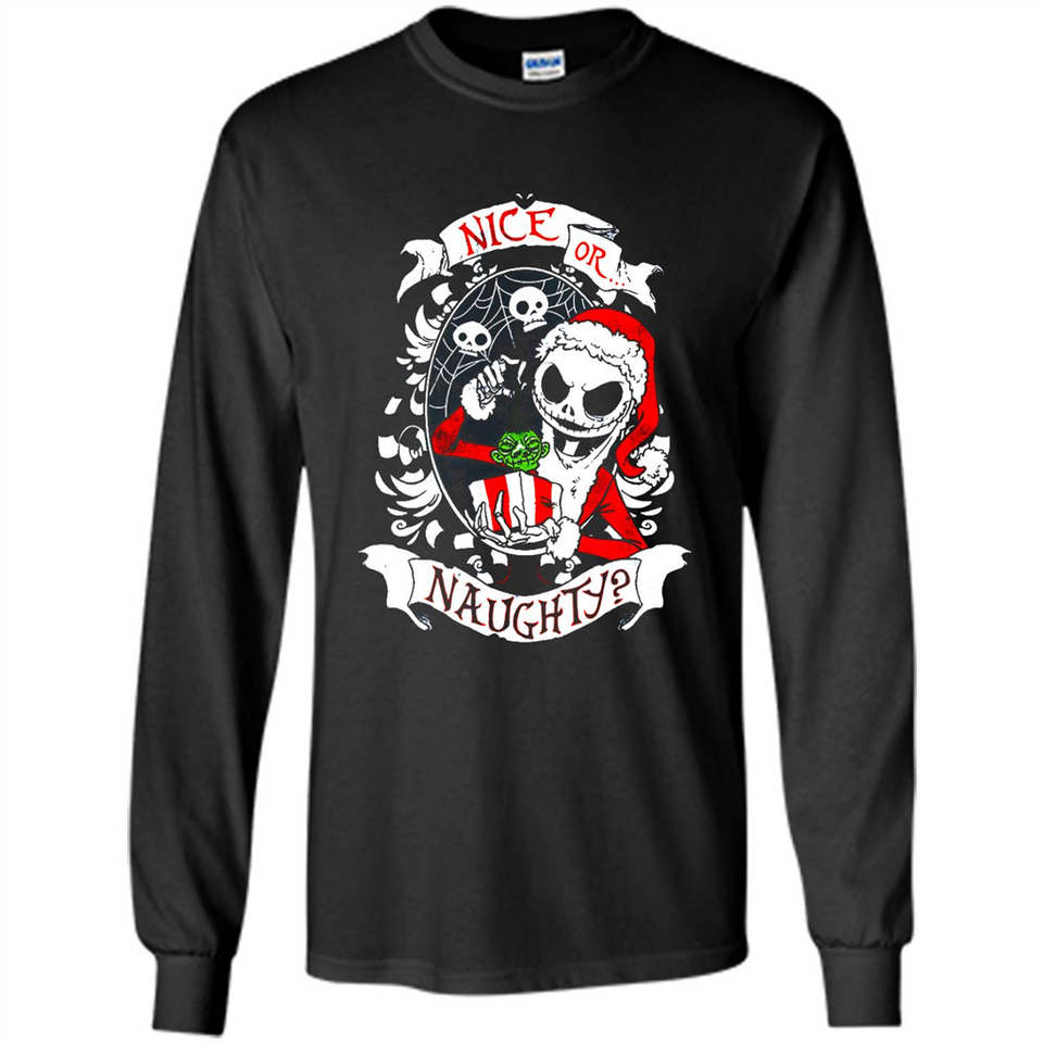 Christmas Shirt, Santa Nice Or Naughty Xmas - Long Sleeve T-Shirt