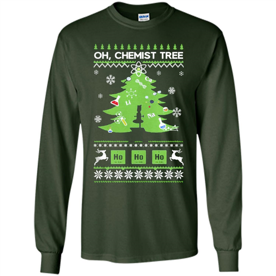 Oh Chemist Tree Ugly Christmas Sweater - Long Sleeve T-Shirt