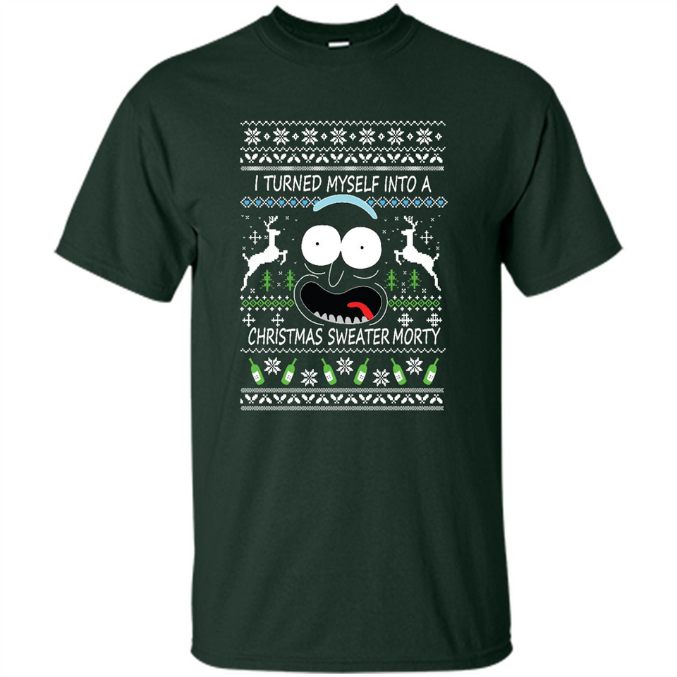 RICK AND MORTY-I TURNED MYSELF INTO A CHRISTMAS SWEATER MORTY UGLY XMAS SWEATER