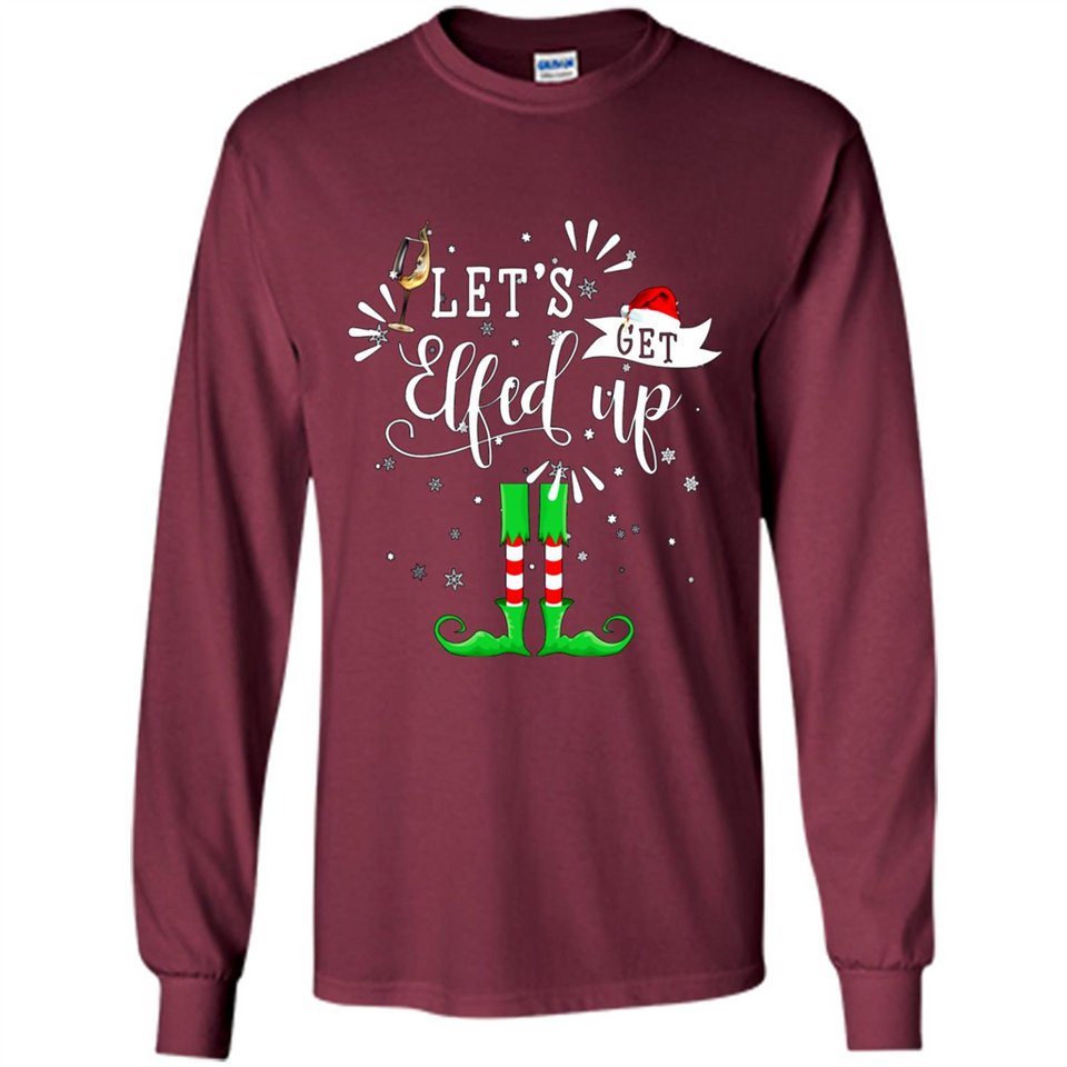 Let's Get Elfed Up Funny Drinking Wine Christmas Elf PINGPONG